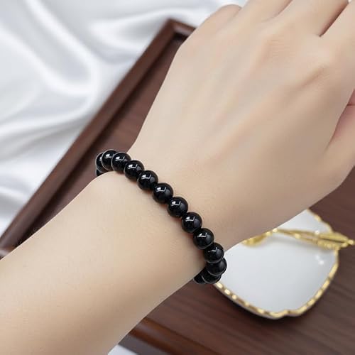 Black Beads Bracelet for Men – Adjustable Wrist Band