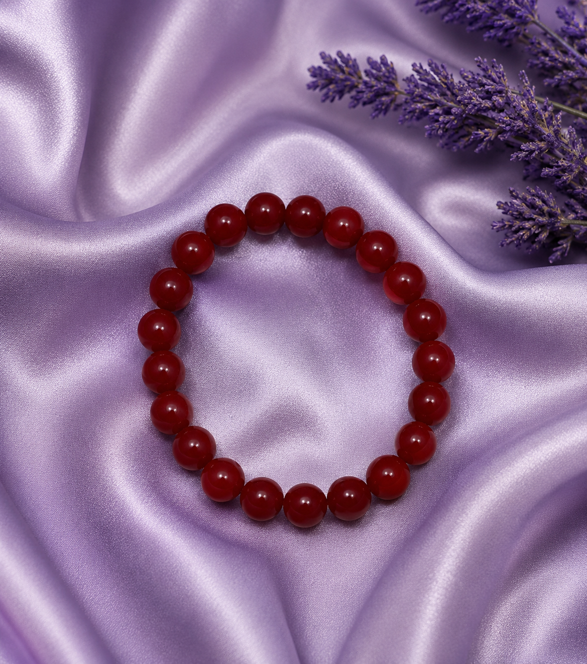 Cherry Crimson Handmade Beaded Bracelet – Premium Red Stretch Bracelet