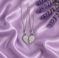 Forever Connected Broken Heart Couple Necklace – Matching Silver Pendant Set | Minimalist Friendship & Love Gift