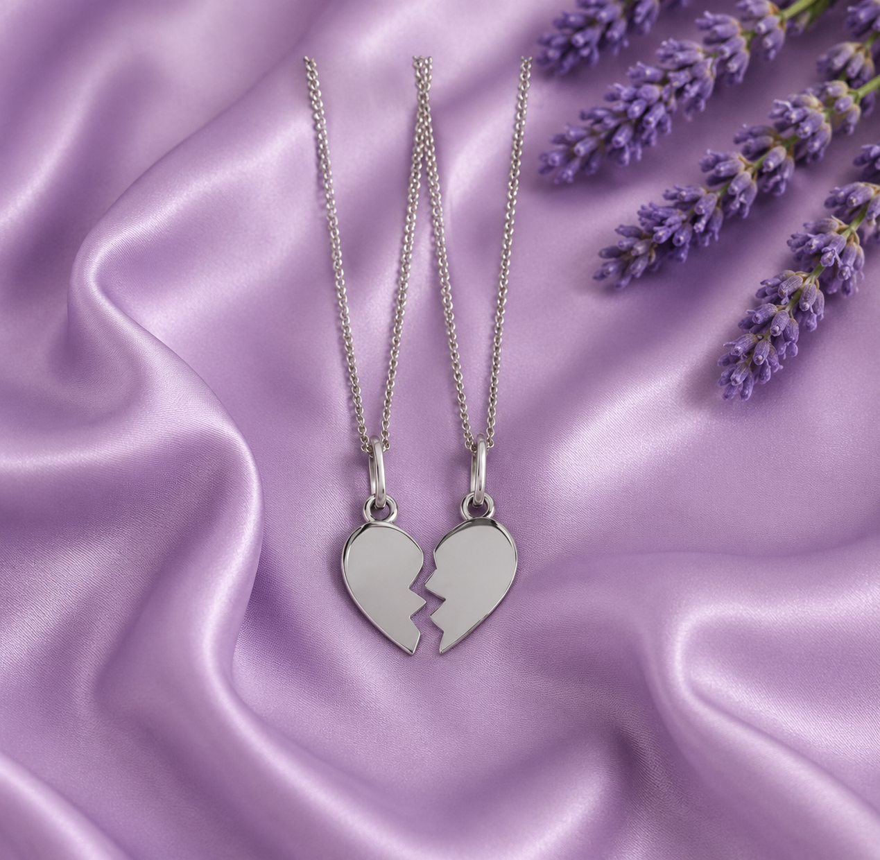 Forever Connected Broken Heart Couple Necklace – Matching Silver Pendant Set | Minimalist Friendship & Love Gift