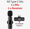 K8 Wireless Lavalier Microphone – Type-C Mini Clip-On Mic for Android