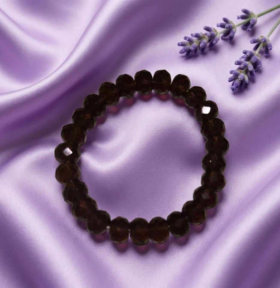 Dark Purple Crystal Beaded Bracelet – Handmade Stretch Gemstone Bracelet