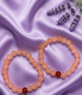 Blush Harmony Couple Beaded Bracelet Set – Handmade Matching Stretch Bracelets
