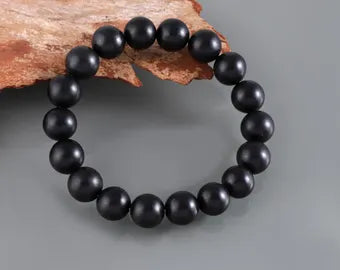 Black Beads Bracelet for Men – Adjustable Wrist Band